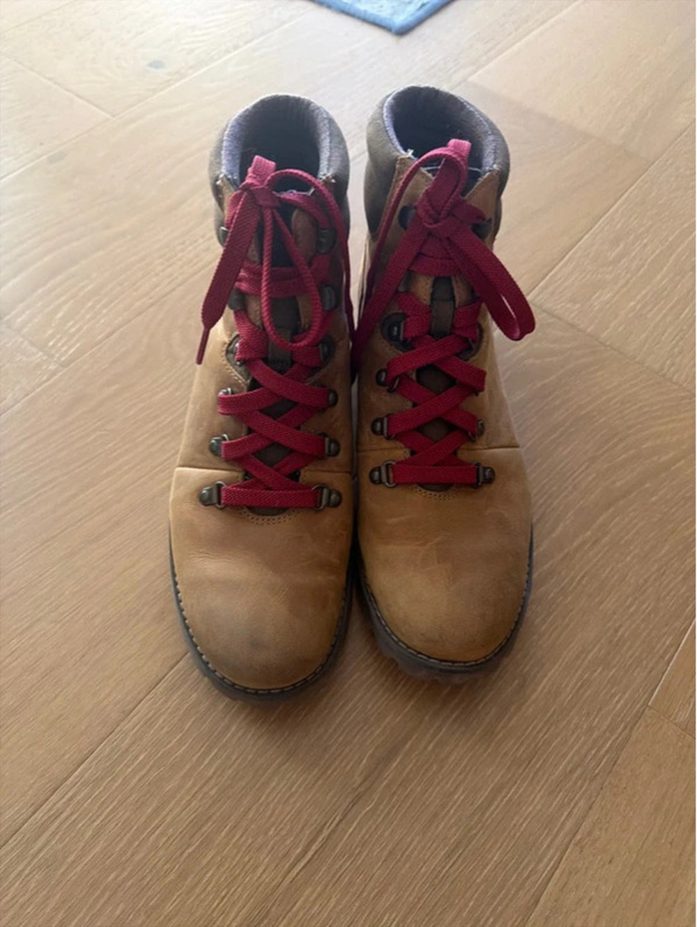 Timberland Women’s Size 8.5 Brown Leather Hiking Boots Red Laces Ortholite